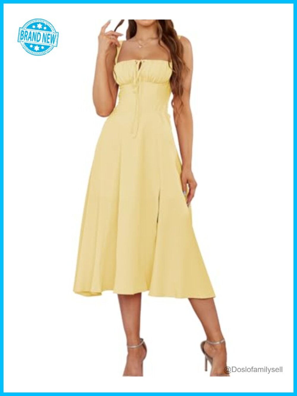 Womens Corset Midi Dress Polyester Spandex Square Neck Sleeveless Wedding Guest